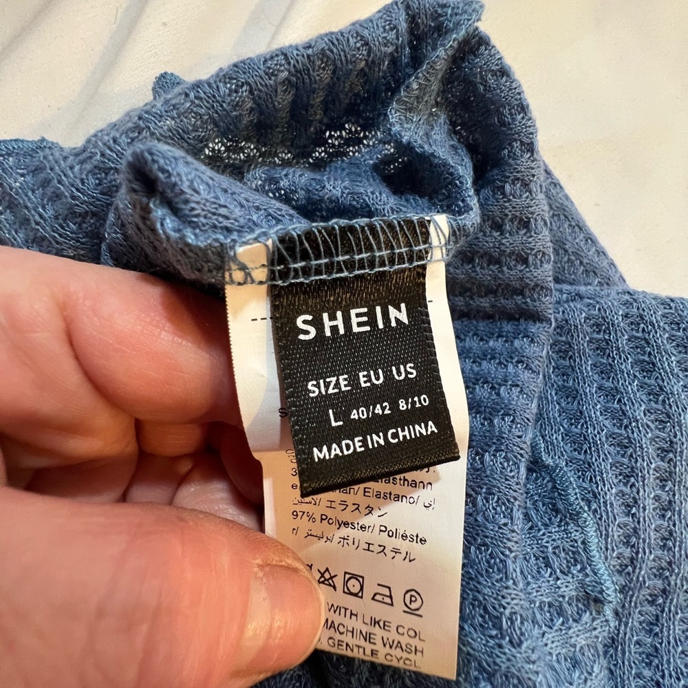 SHEIN Women's Short Sleeve Textured Tee - Blue - Picture 2 of 3